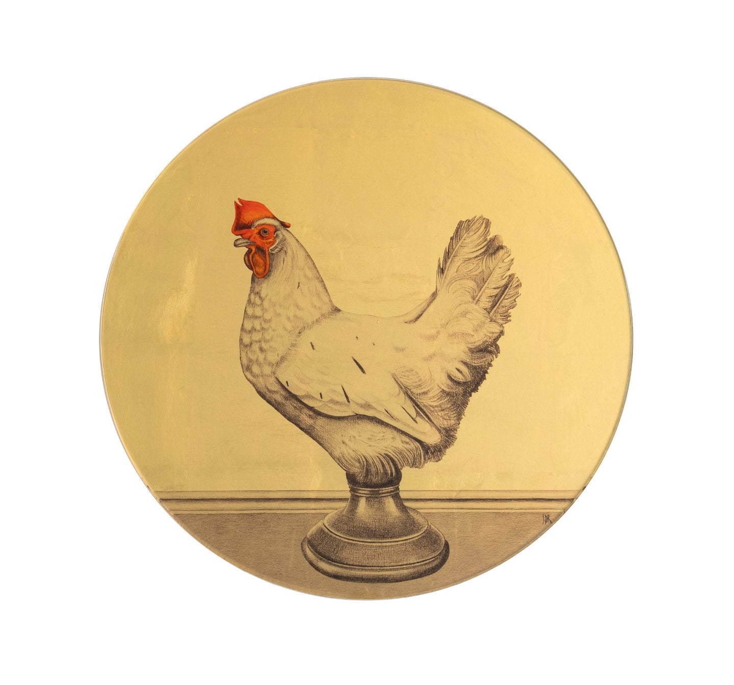 Hen - Gold on Glass
