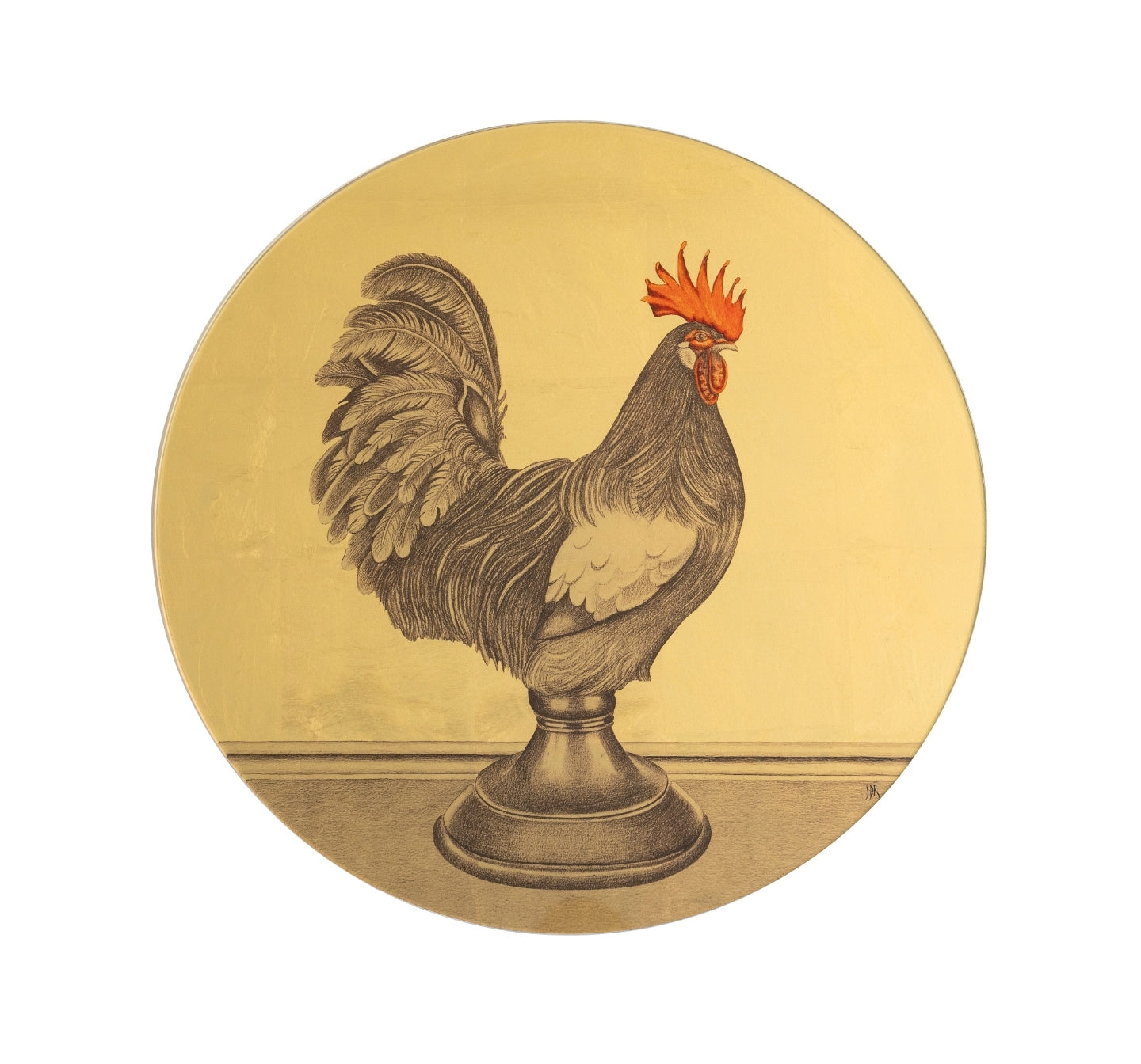 Rooster - Gold on Glass