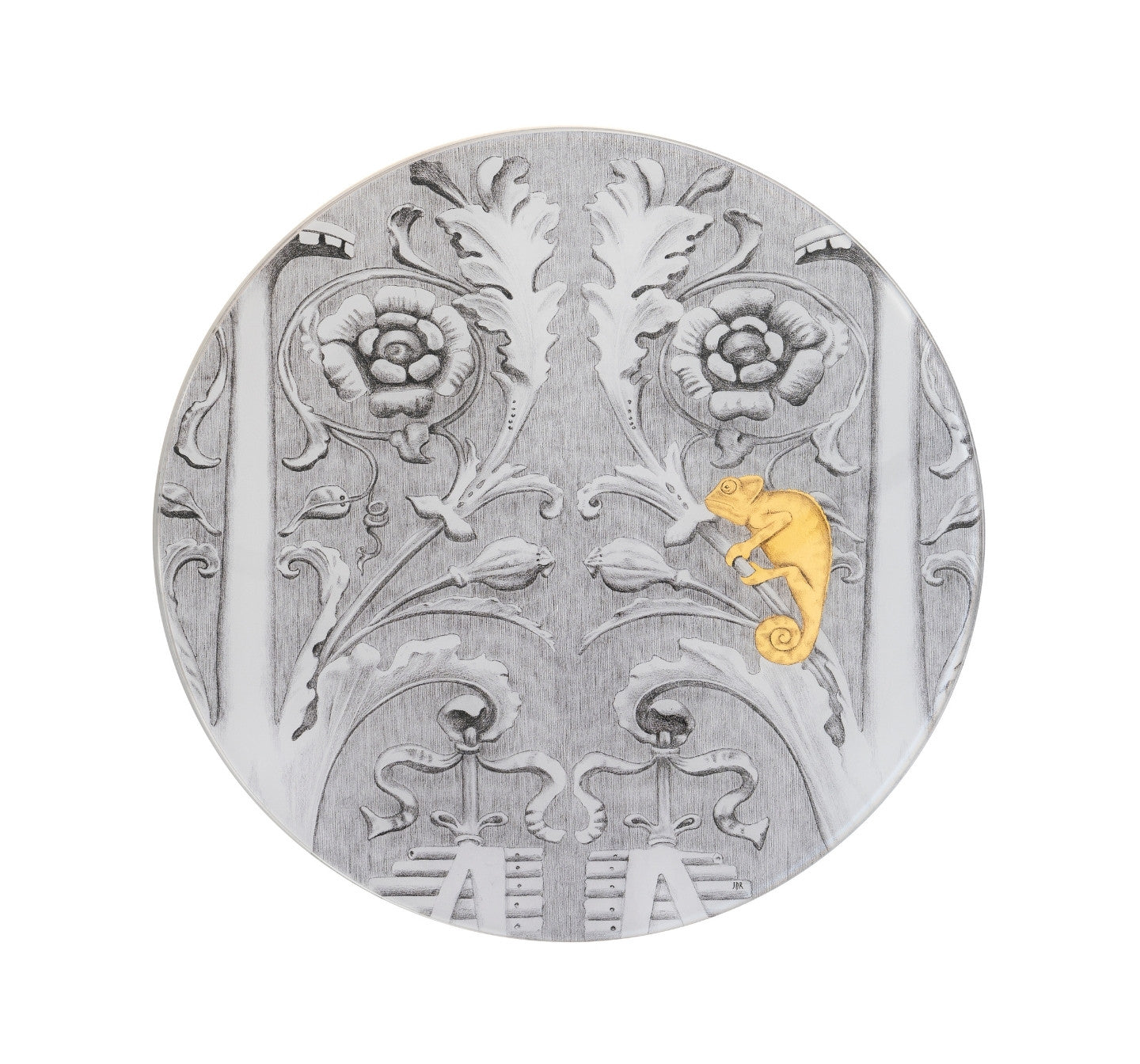 Stucco subject II - Gold and Graphite on Glass