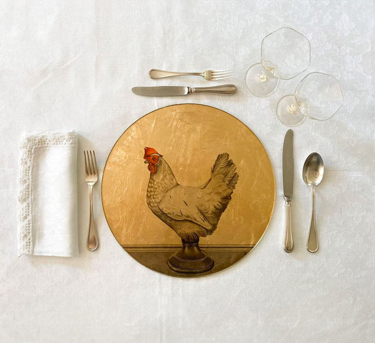 Hen - Gold on Glass