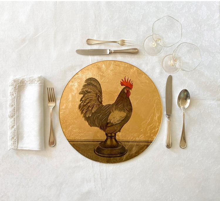 Rooster - Gold on Glass